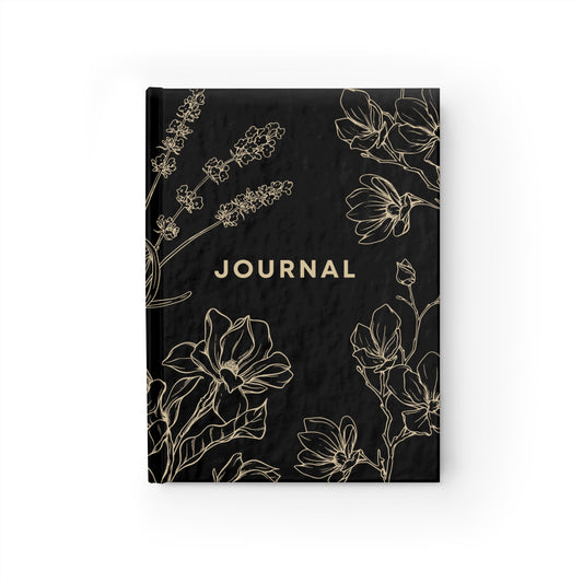 Black Floral Journal - Ruled Line