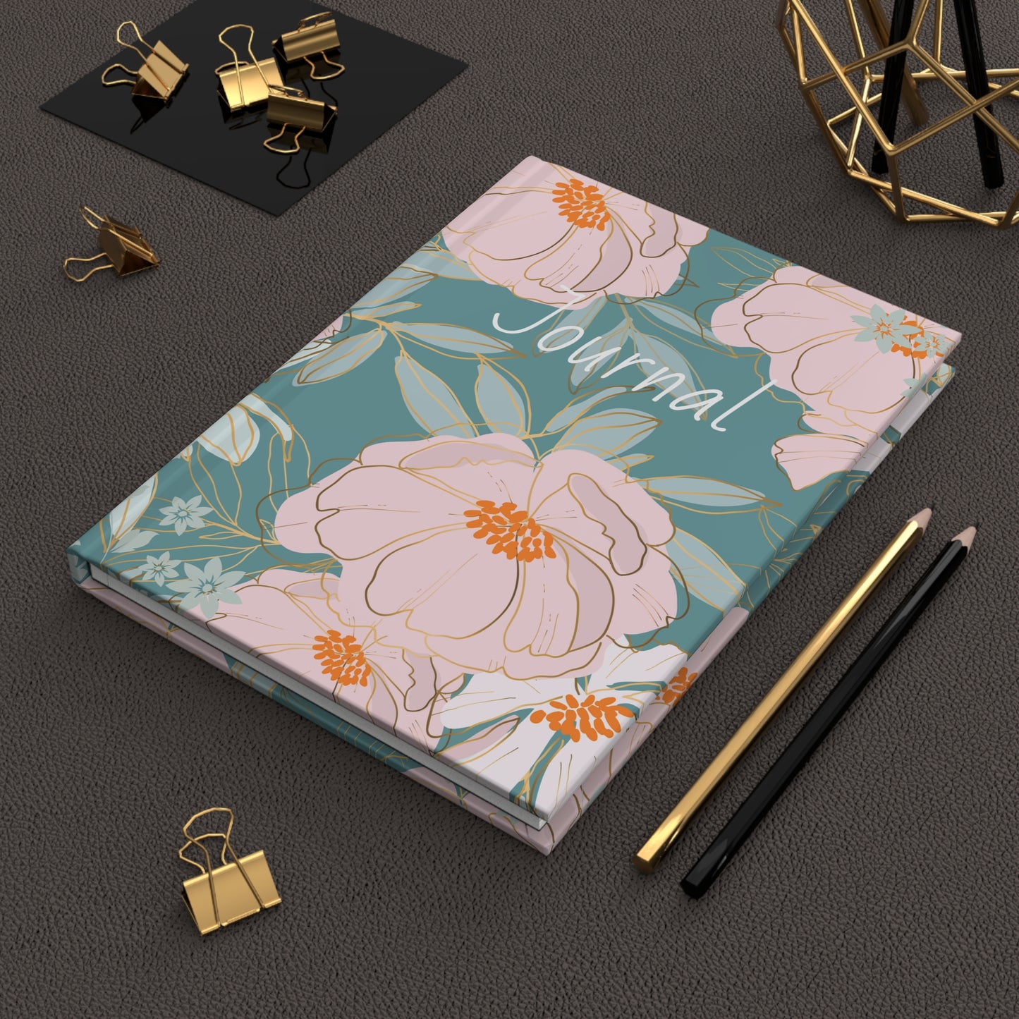 Green Floral Hardcover Journal Matte